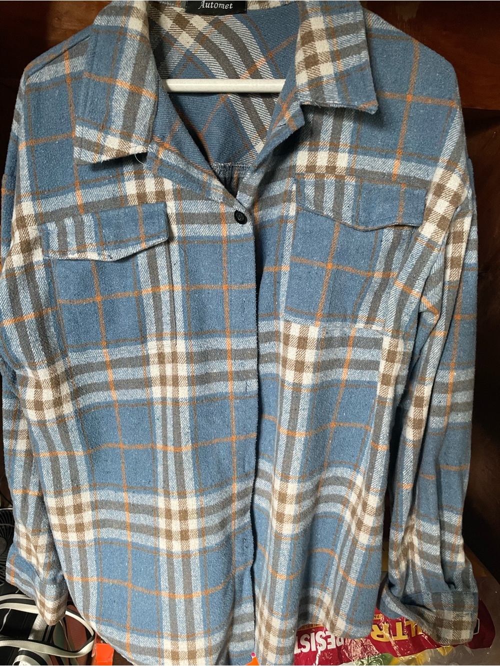 Blue Plaid Button-Up Shacket
